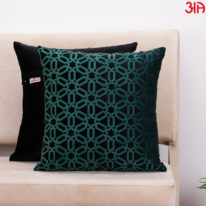 Deep Green Velvet Abstract Pattern Cushion Cover