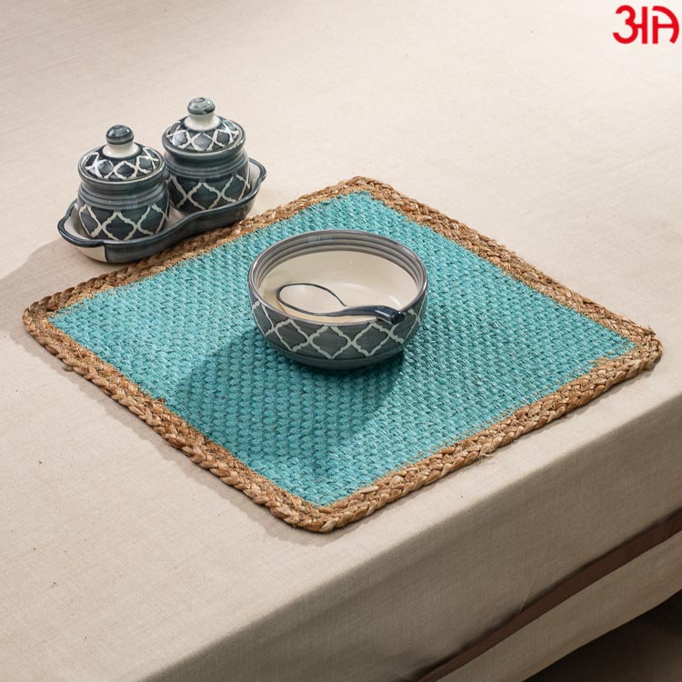 aqua jute choti table mat square