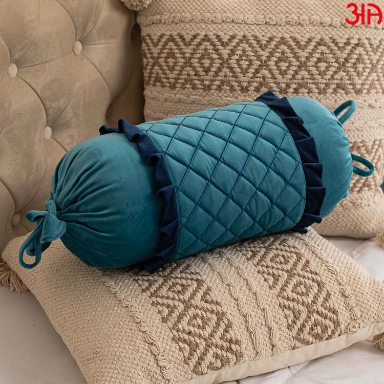aqua velvet bolster cover