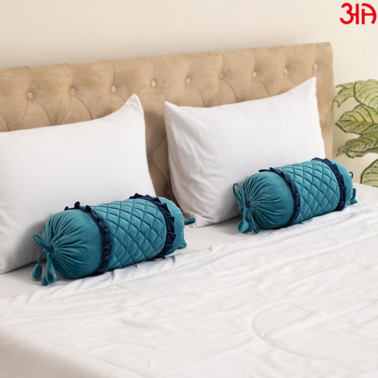 aqua velvet bolster cover2