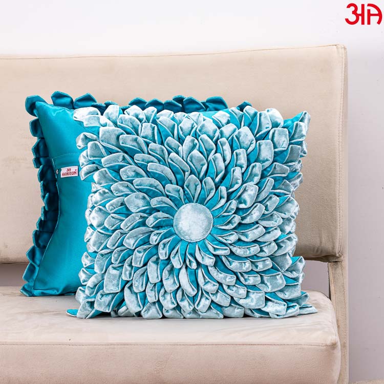 aquamarine sunflower cushion cover