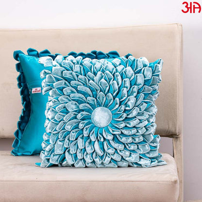 aquamarine sunflower cushion cover