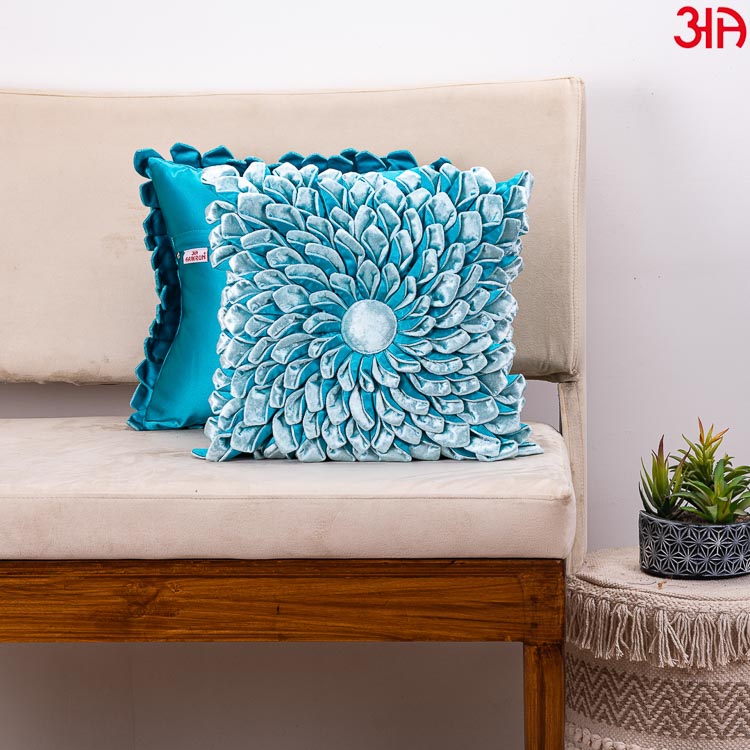 aquamarine sunflower cushion cover2