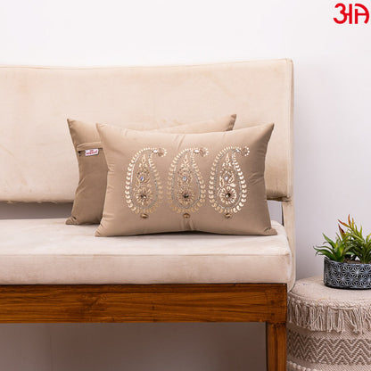 beige paisley design cushion2
