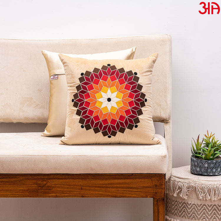 beige colorful cube floral cushion2