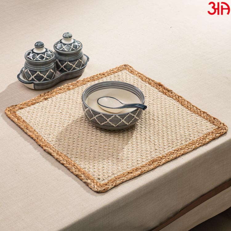 beige jute choti table mat square