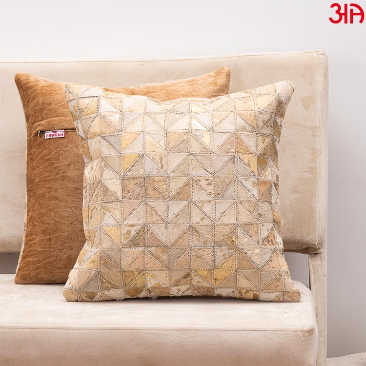 beige leather cushion cover