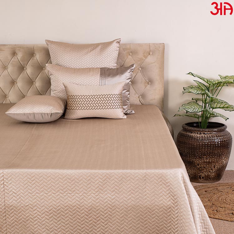 beige brick designer bed cover set