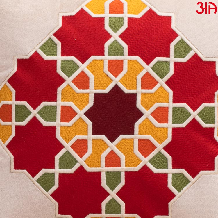 beige red contrast Moroccan embroidery3