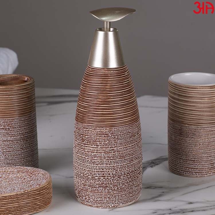 beige stone finish dispenser set2