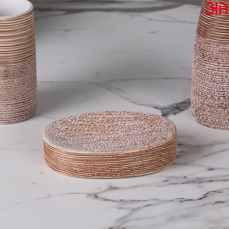 beige stone finish dispenser set3