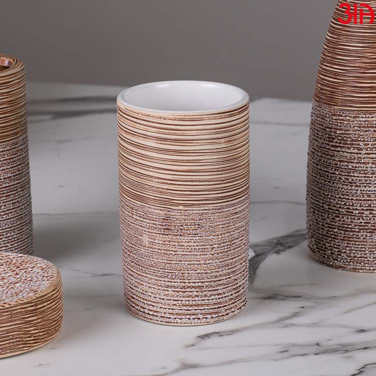 beige stone finish dispenser set5