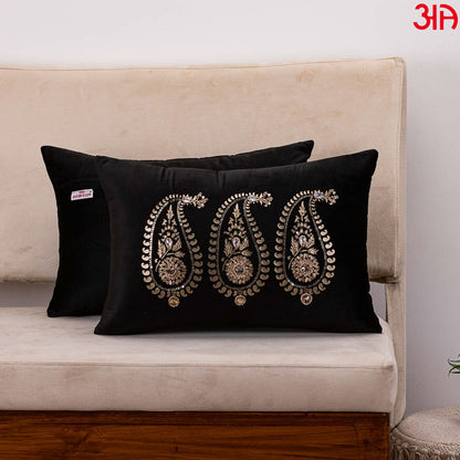 black paisley design cushion