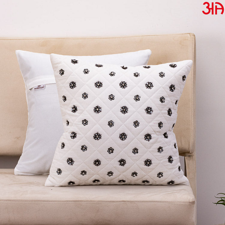 white black booti work Cushion