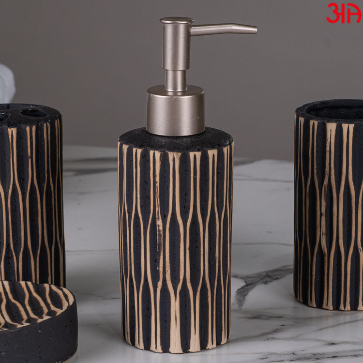 black ceramic soap dispenser set