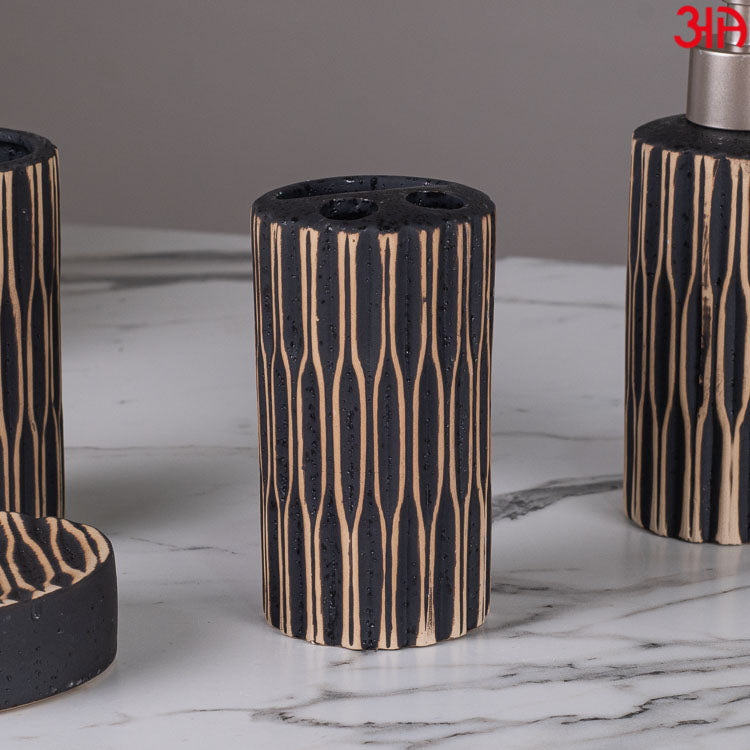 black ceramic brush holder