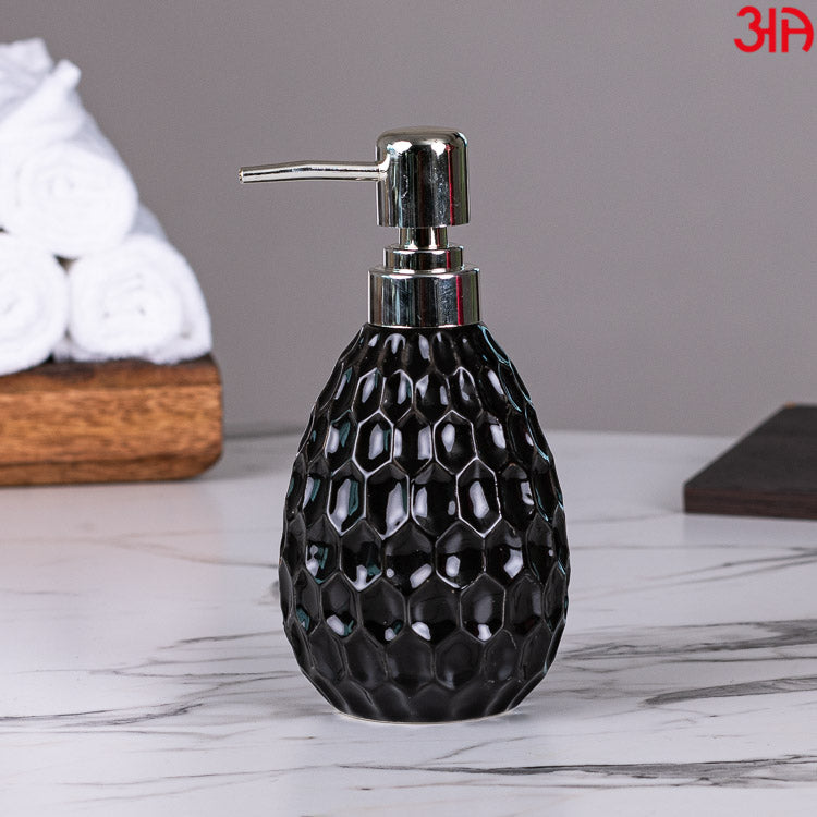 black hexagon cut soap dispenser