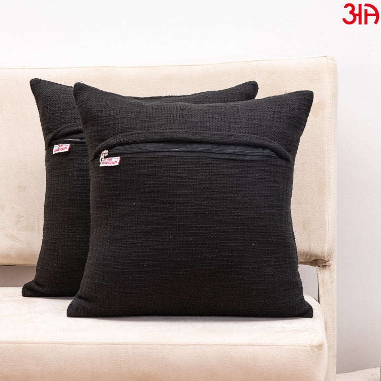 Embroidered Booti cushion covers Black4