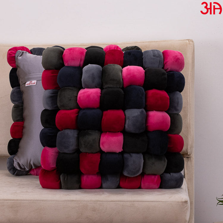 black bubble velvet cushion