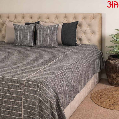 grey striped designer bed cover4