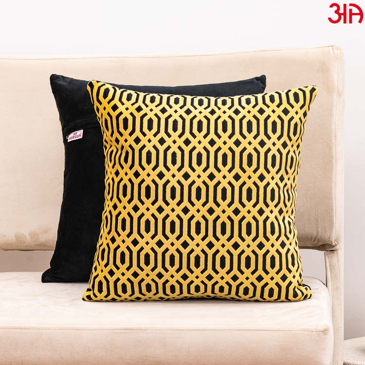 black yellow velvet designer cushion covers
