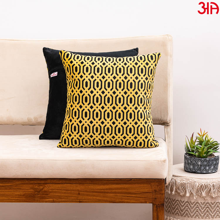 black yellow velvet designer cushion covers2