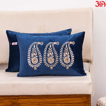 blue paisley cushion design