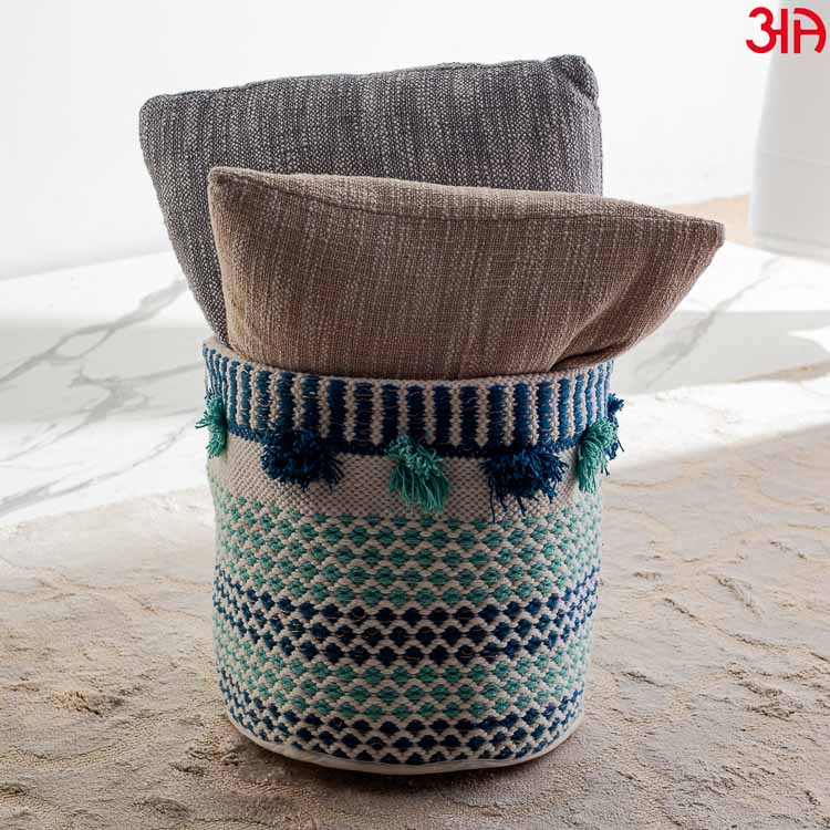 Round Cotton Basket in Soft Hues1