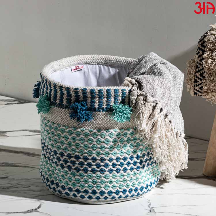 Round Cotton Basket in Soft Hues2