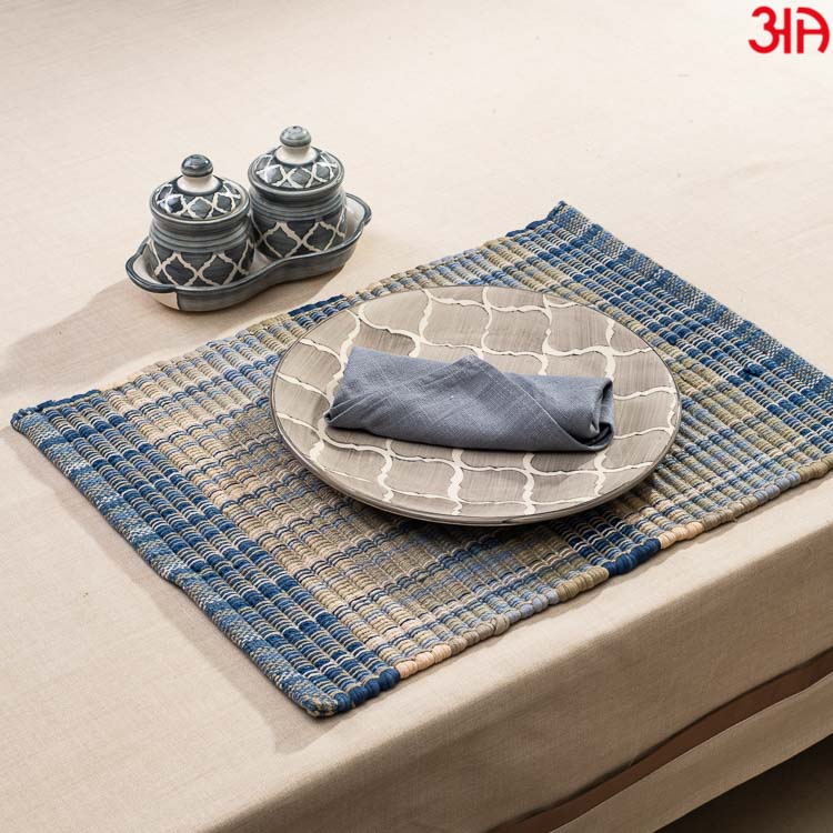 blue handloom cord jute table mat2