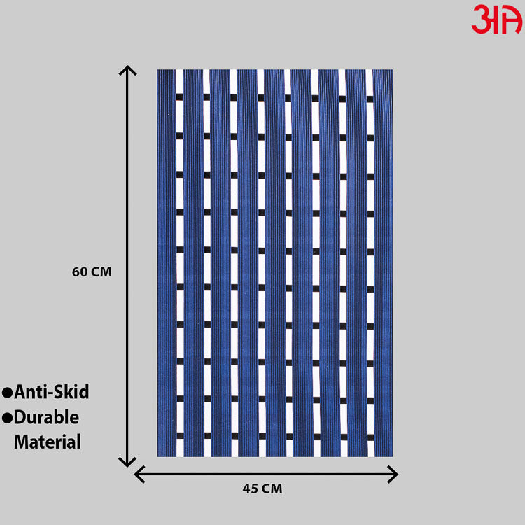 blue stripe showermat with drain hole 3