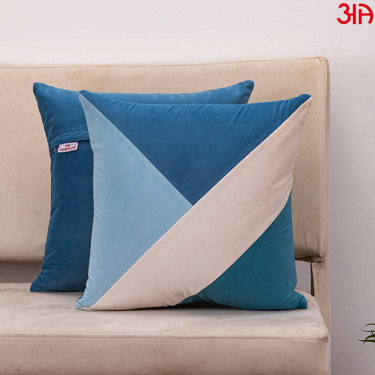 blue triangle block cushion