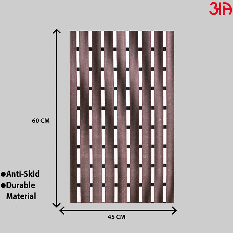 brown stripe showermat with drain hole 2