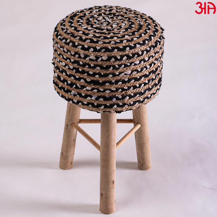 brown black jute woven stool2