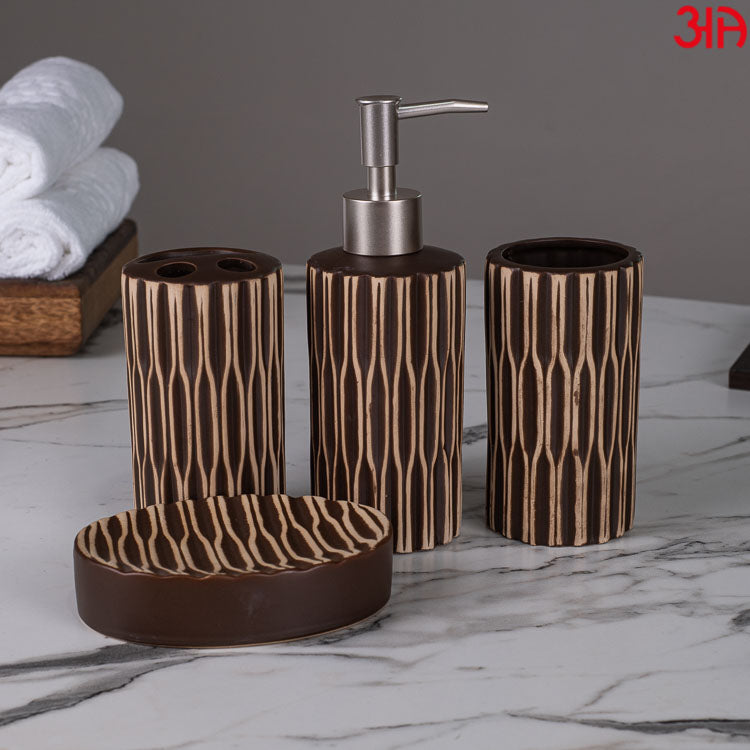 brown ceramic soap dispenser