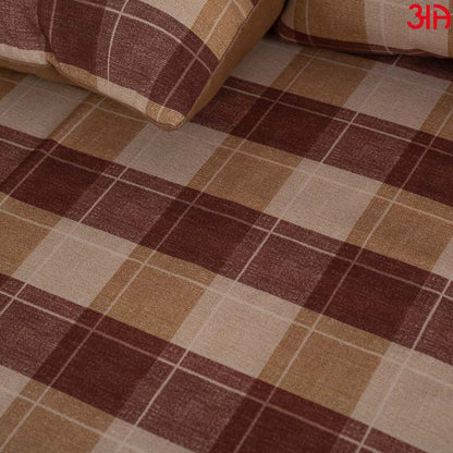 check pattern cotton bed cover set brown3