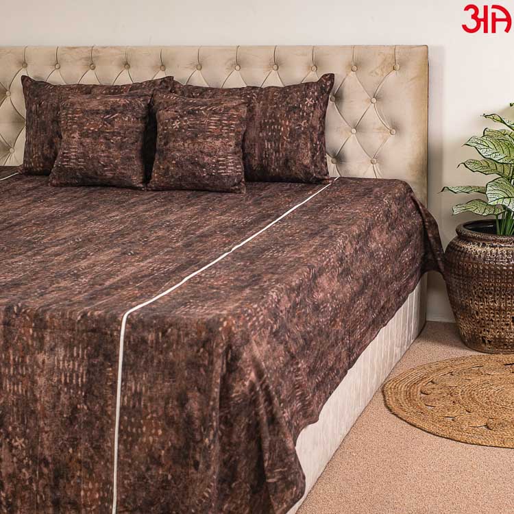 brown cotton bed cover4