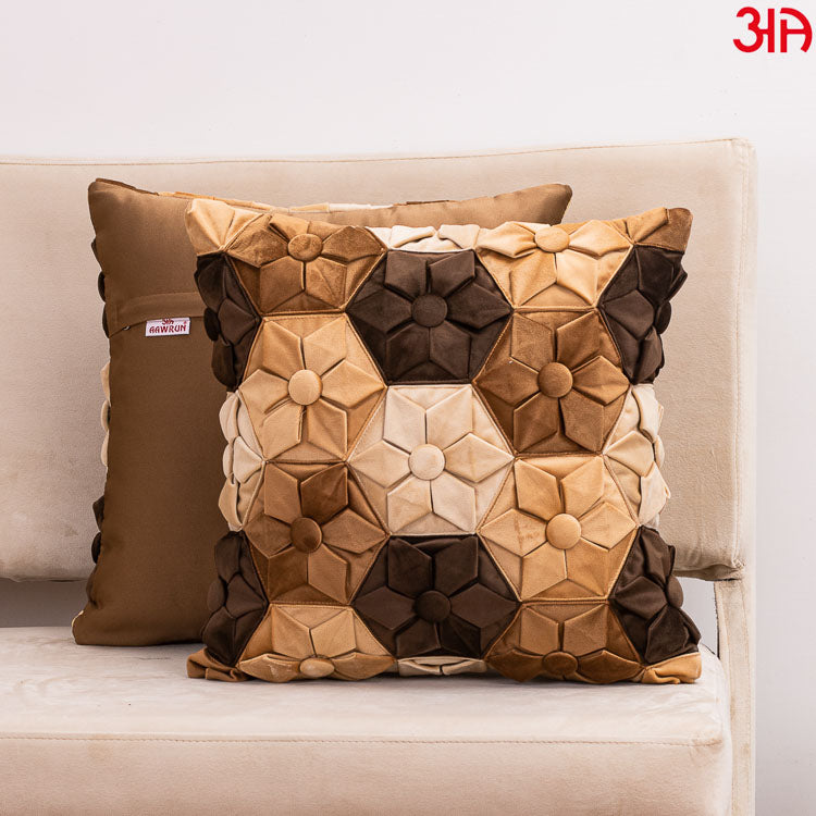 Brown cushion with hexagon pattern
