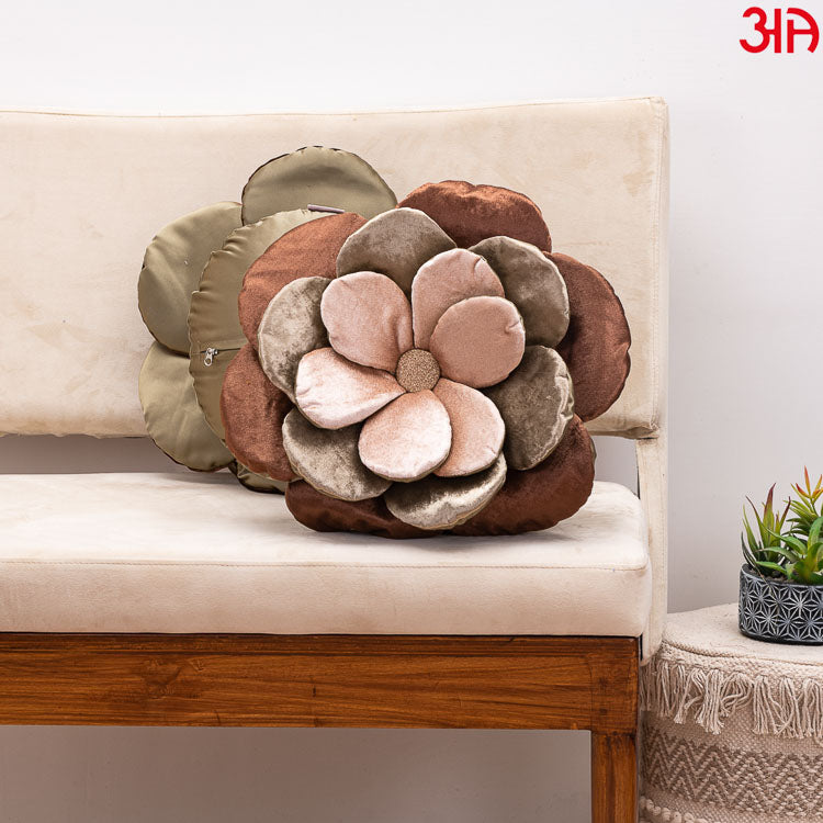 brown rose shape cushion2