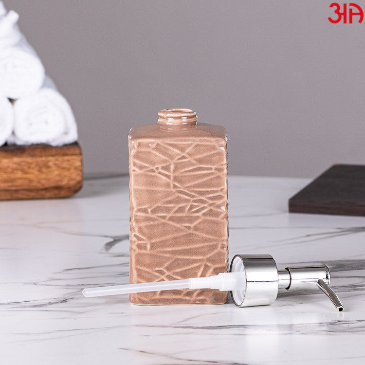 brown ceramic soap dispenser with pump4