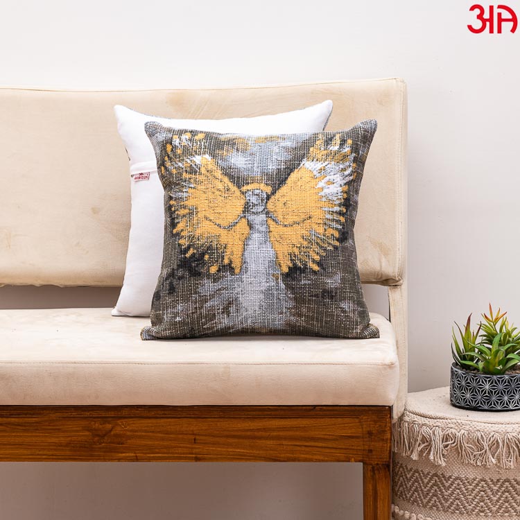 Jute Cushion Cover with angel design2