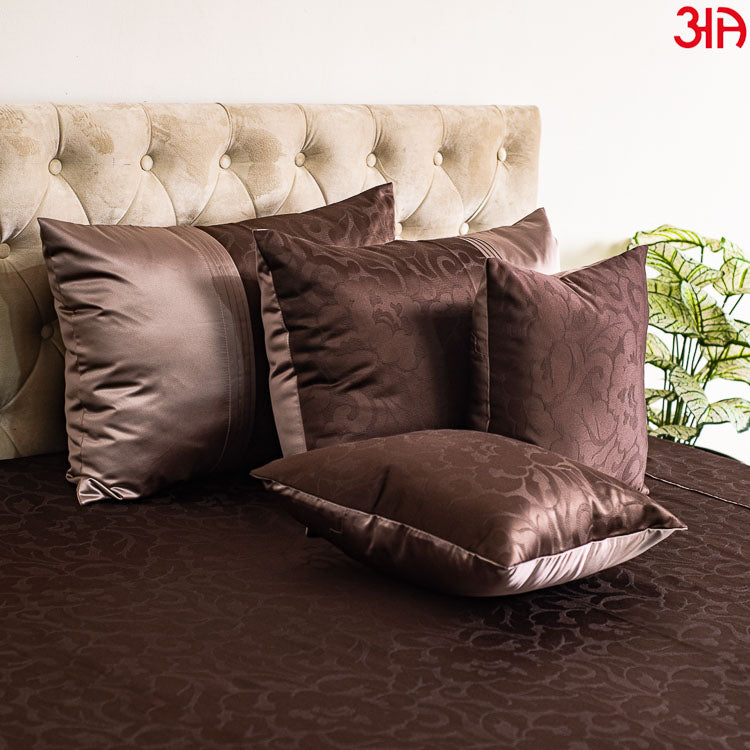 jacquard mix coffee brown bed cover 2