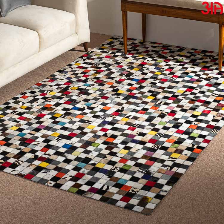 small square colorful leather carpet1