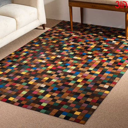 colorful leather square carpet for sofa side