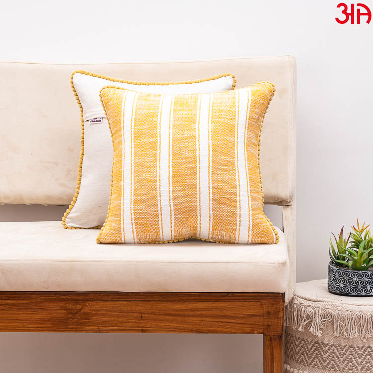 white yellow stripe cushion2