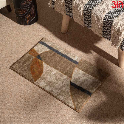 cream brown geometric doormat