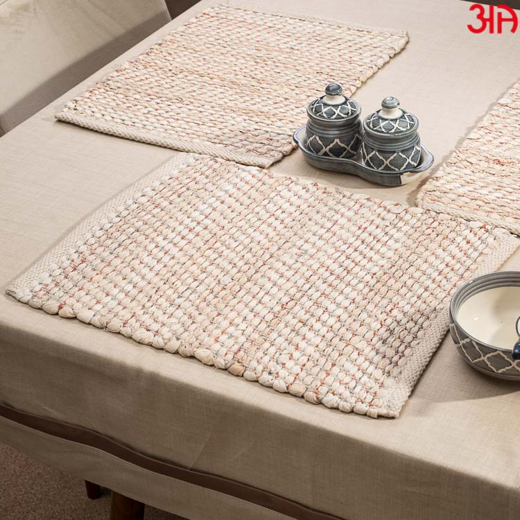 cream rectangular table mat