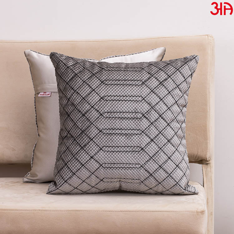 grey textured crochet cushion cover