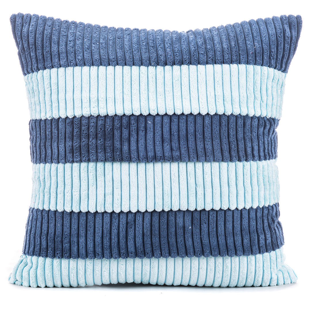 StripeFur Blue-Aqua Fur Velvet Cushion Cover – 16x16 Inch Stylish Home Décor