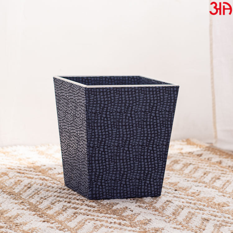 Blue Vegan Leather Dustbin (22x25) CM